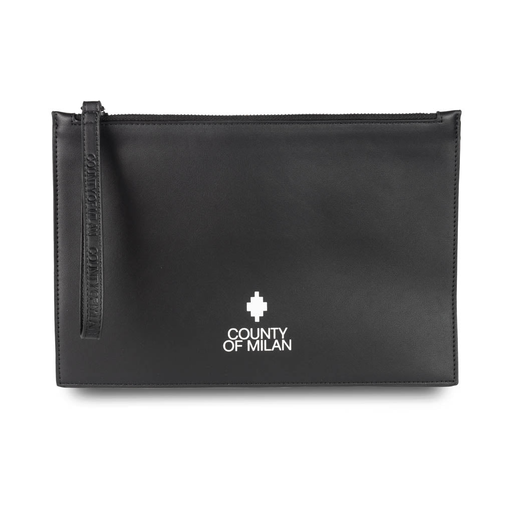 POCHETTE UOMO MARCELO BURLON COUNTY OF MILAN CON LETTERING - COL. NERO
