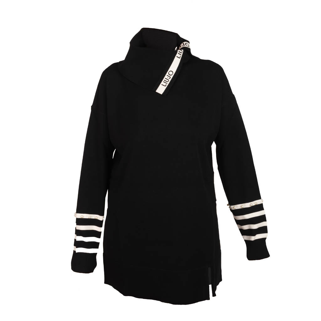 MAXI MAGLIA DONNA LIU JO BETTER IN MISTO VISCOSA - COL. NERO