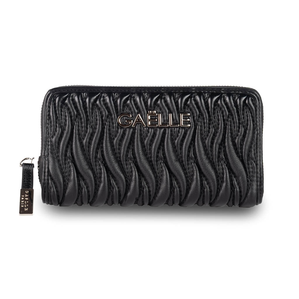 PORTAFOGLIO DONNA GAELLE ZIP AROUND IN ECOPELLE - COL. NERO