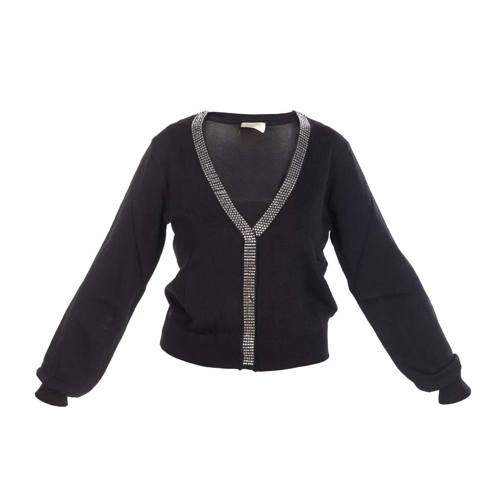CARDIGAN DONNA GAUDI' IN FILATO CON STRASS - Colori disponibili: 2