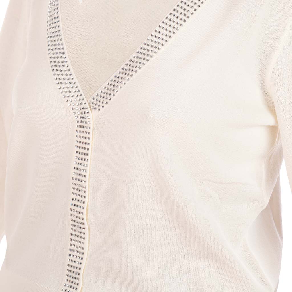 CARDIGAN DONNA GAUDI' IN FILATO CON STRASS - Colori disponibili: 2