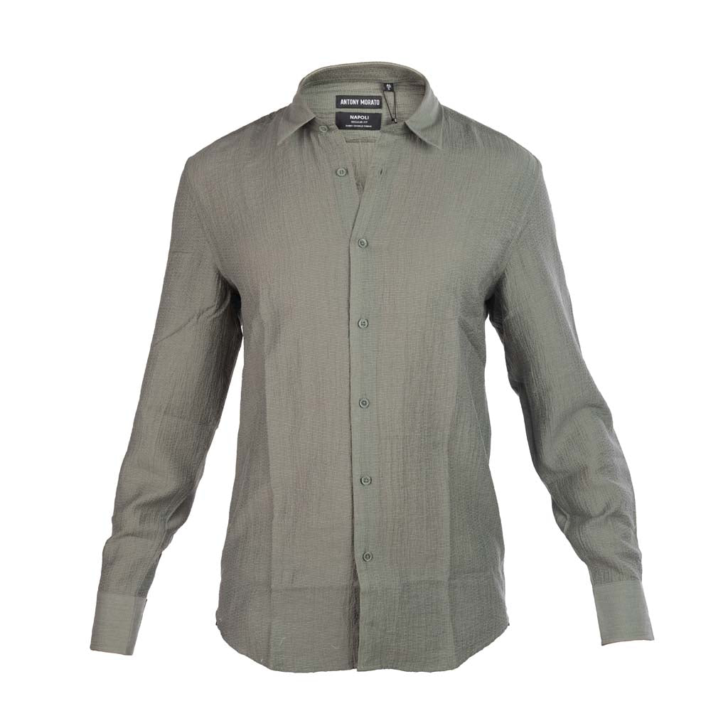 CAMICIA ANTONY MORATO REGULAR FIT MOD. "NAPOLI" IN MISTO LYOCELL - COL. VERDE AGAVE