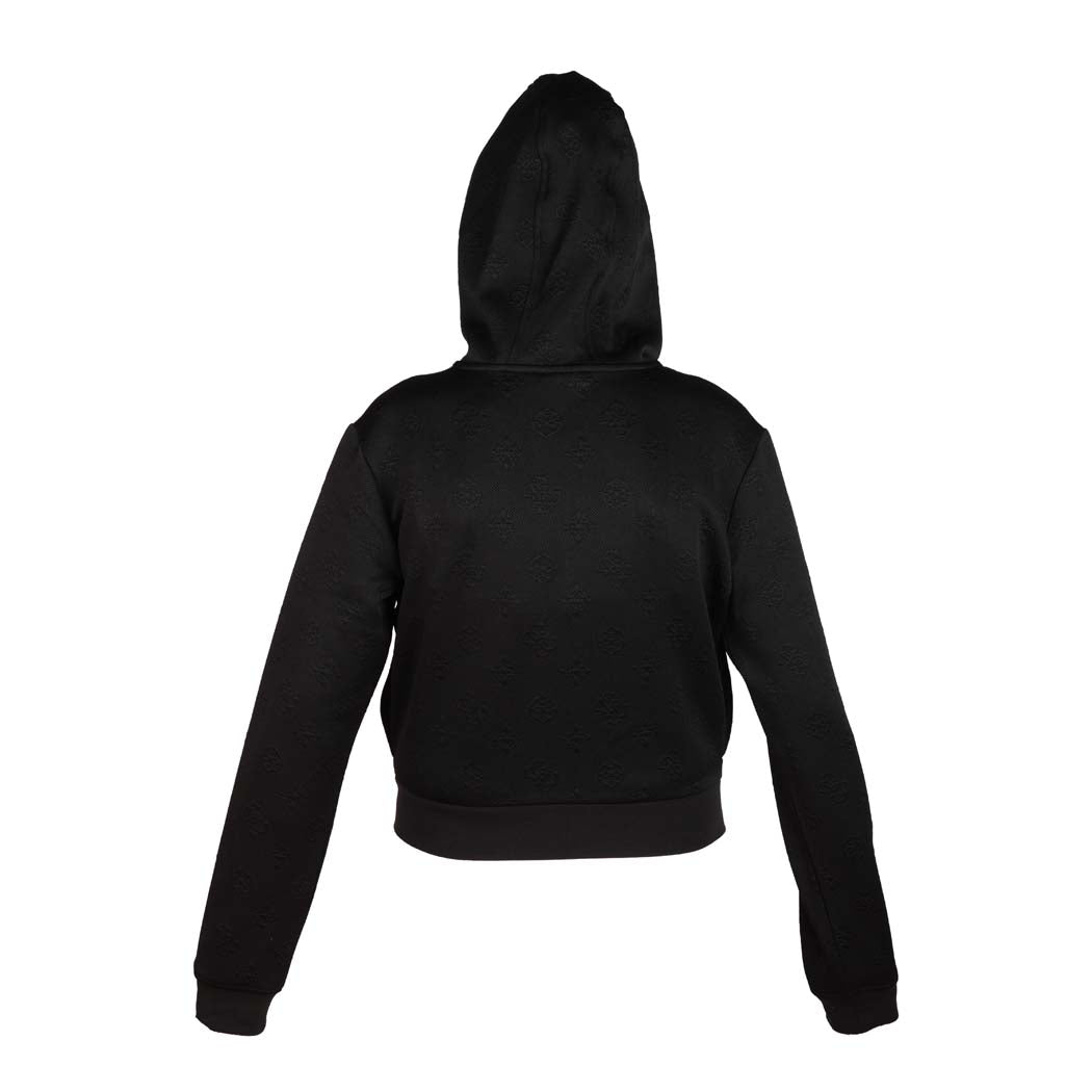 FELPA DONNA GUESS CON CAPPUCCIO E LOGO ALL OVER - COL. NERO