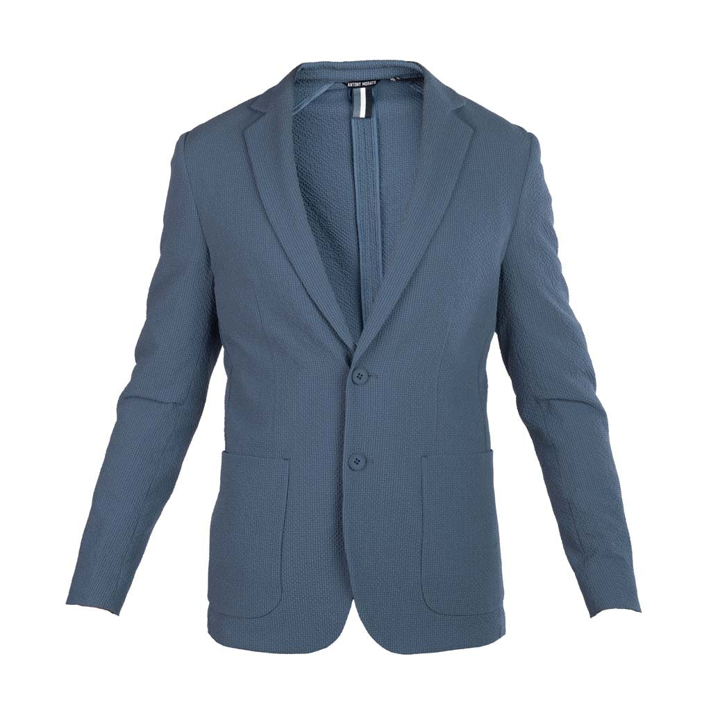 GIACCA ANTONY MORATO SLIM FIT MOD. "JULIE" IN SEERSUCKER INCRESPATO - COL. BLU CHINA
