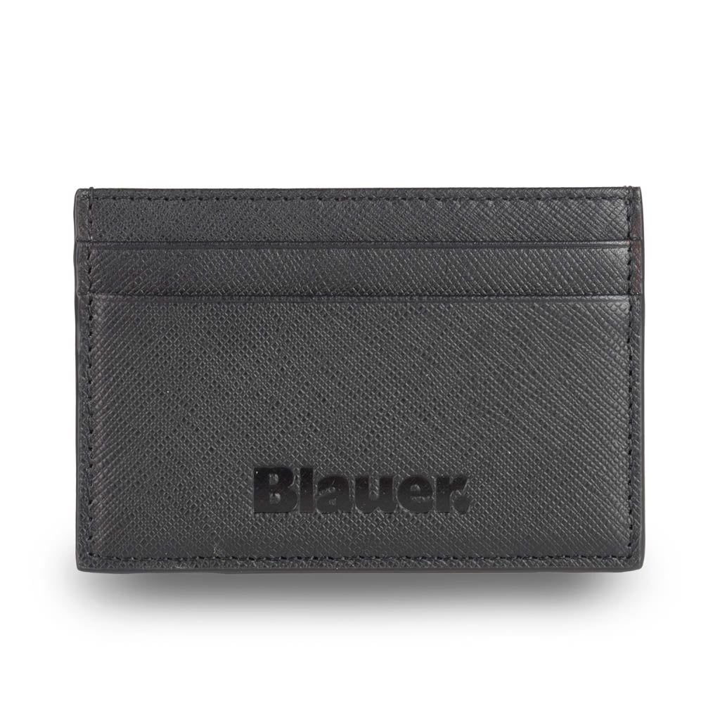 PORTACARTE UOMO BLAUER IN PELLE CON LETTERING - COL. NERO