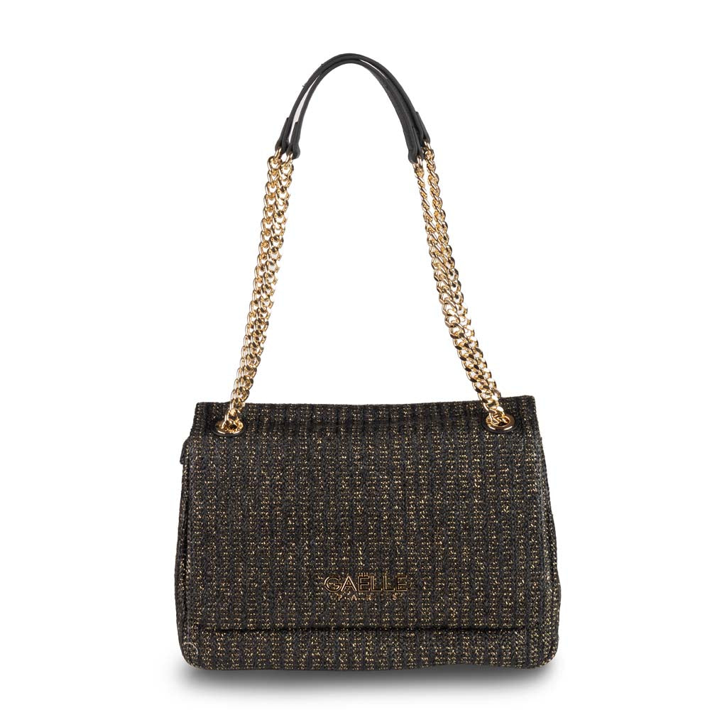 BORSA A SPALLA DONNA GAELLE IN RAFIA E LUREX - COL. NERO