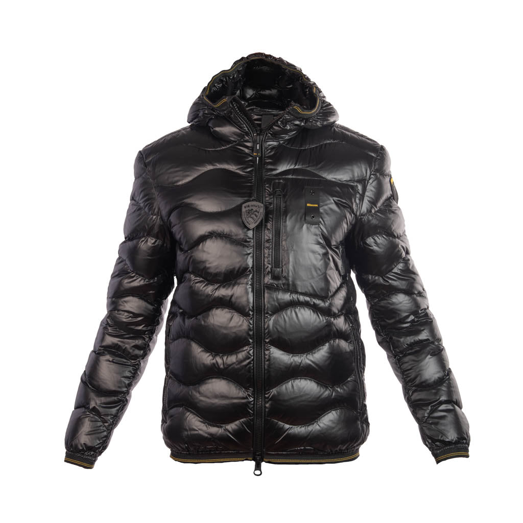 PIUMINO UOMO BLAUER CON TRAPUNTATURA A ONDE - COL. NERO