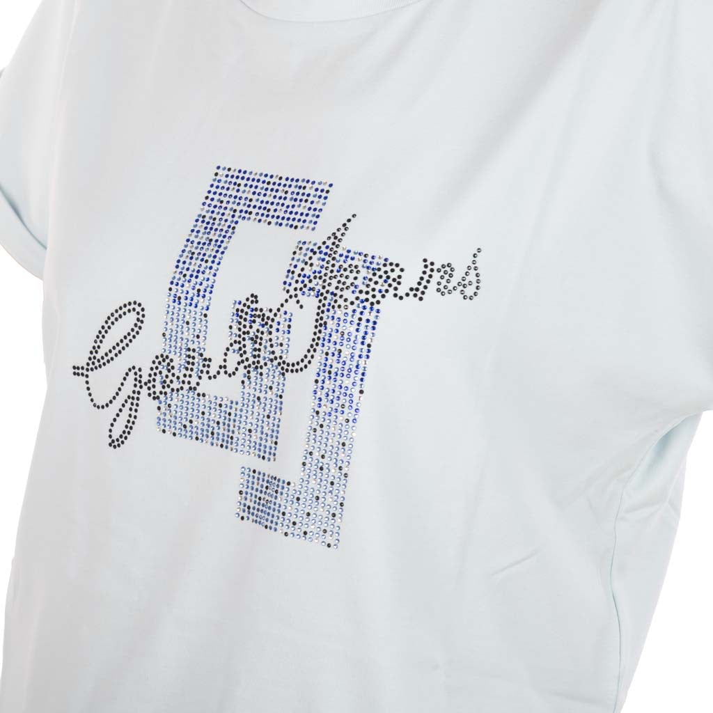 T-SHIRT DONNA GAUDI' IN COTONE CON LOGO FRONTALE - COL. NANTUCKET BREEZE