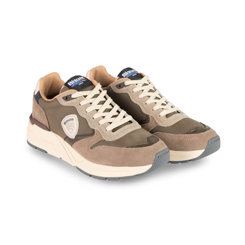 SNEAKERS UOMO BLAUER MOD. "RAY" - COL. TAUPE / MILITARE