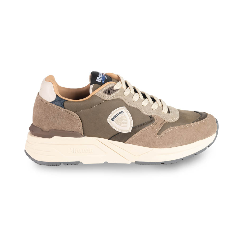 SNEAKERS UOMO BLAUER MOD. "RAY" - COL. TAUPE / MILITARE
