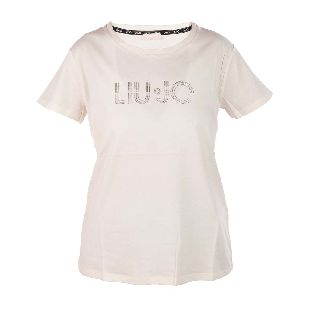 T-SHIRT DONNA LIU JO CON LOGO IN STRASS FRONTALE - Colori disponibili: 2
