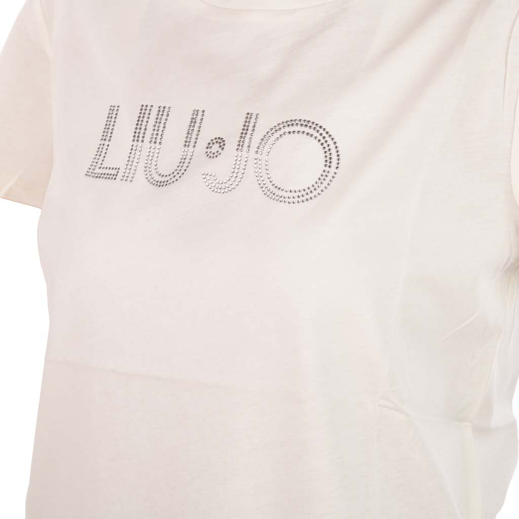 T-SHIRT DONNA LIU JO CON LOGO IN STRASS FRONTALE - Colori disponibili: 2