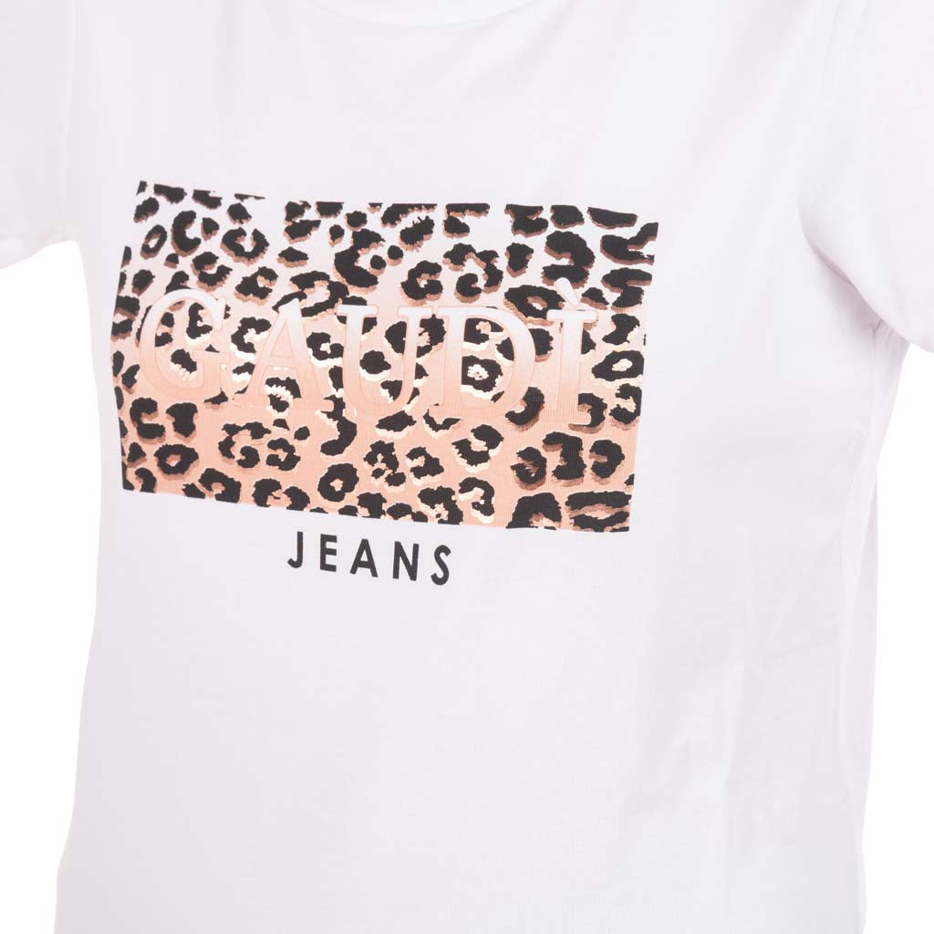 T-SHIRT DONNA GAUDI' IN COTONE CON STAMPA ANIMALIER - Colori disponibili: 2