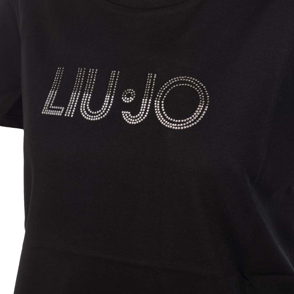 T-SHIRT DONNA LIU JO CON LOGO IN STRASS FRONTALE - Colori disponibili: 2