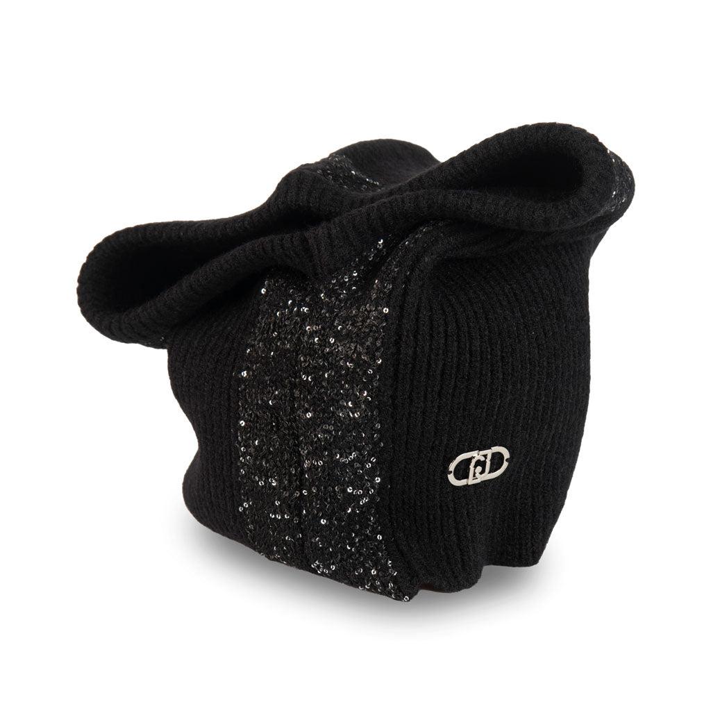 BALACLAVA DONNA LIU JO CON LOGO E PAILLETTES - COL. NERO