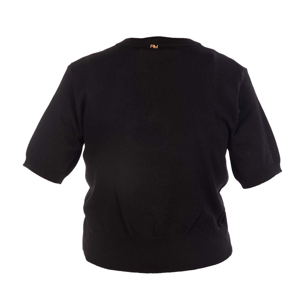 MAGLIA DONNA ARTIGLI CROPPED MEZZA MANICA - COL. NERO