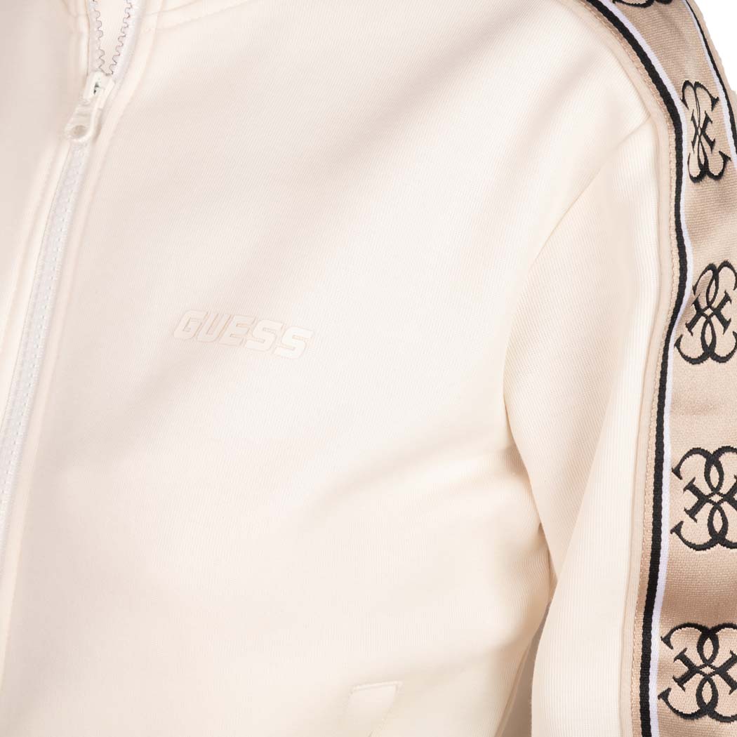 FELPA DONNA GUESS CON BANDE LATERALI LOGATE - COL. CREMA