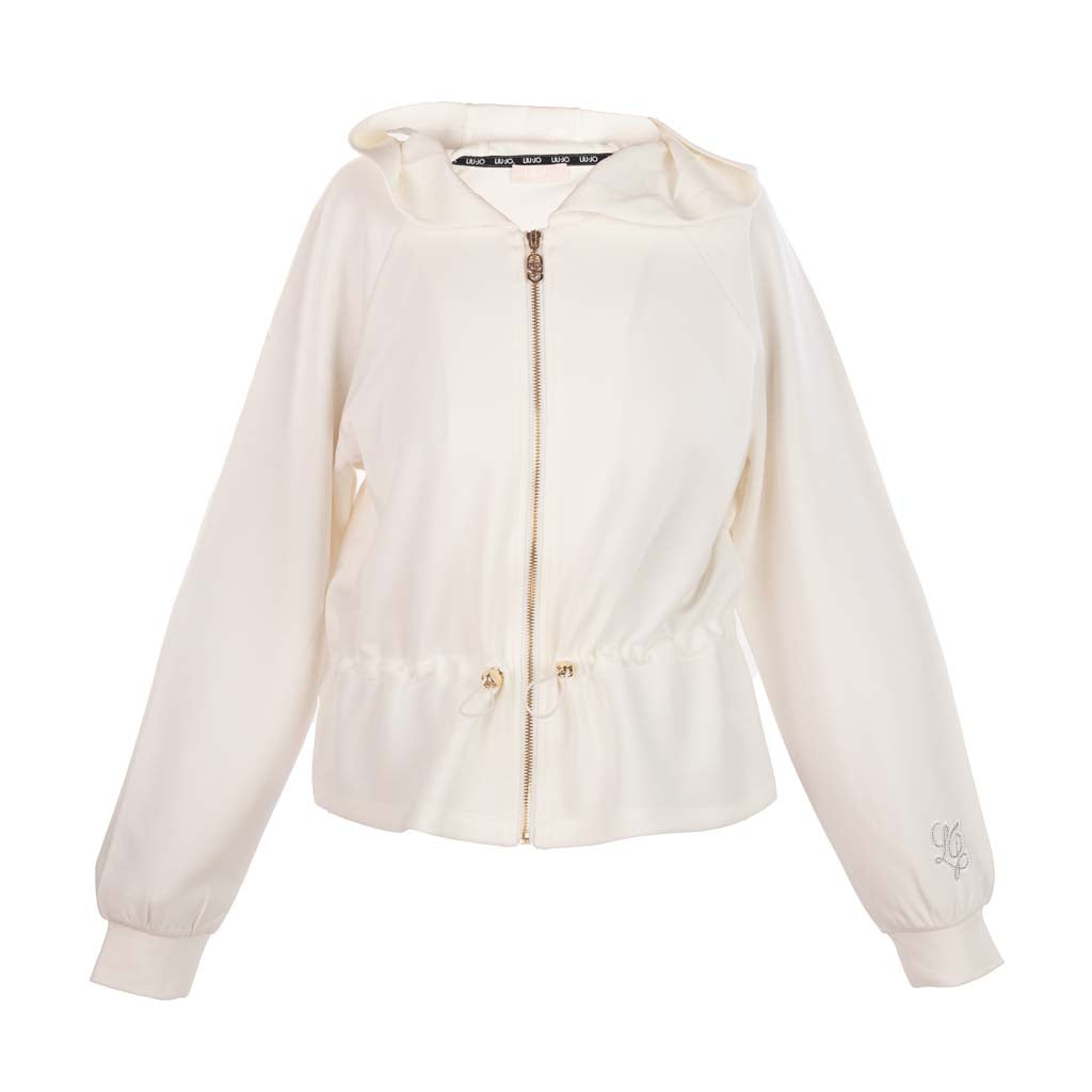FELPA DONNA LIU JO IN SCUBA CON ZIP E CAPPUCCIO - COL. BIANCO LATTE