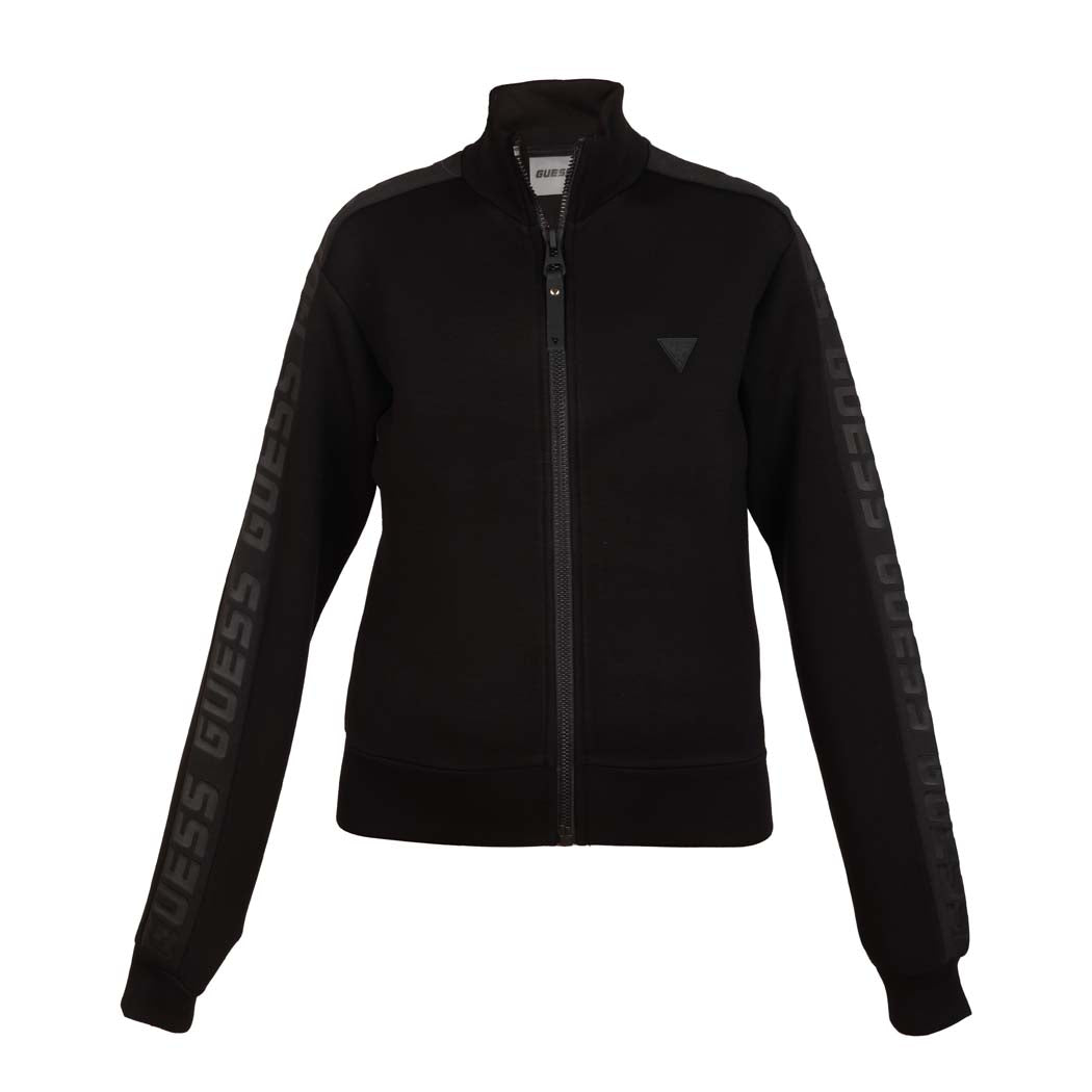 FELPA DONNA GUESS CON BANDE LATERALI LOGATE - COL. NERO