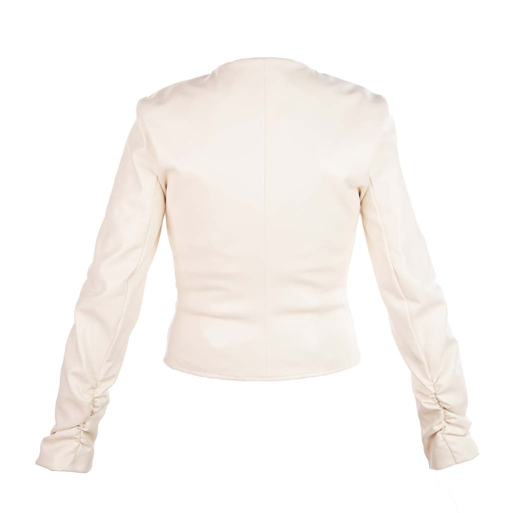 GIACCA DONNA RINASCIMENTO IN SIMILPELLE CON ZIP E ARRICCIATURE - COL. PANNA