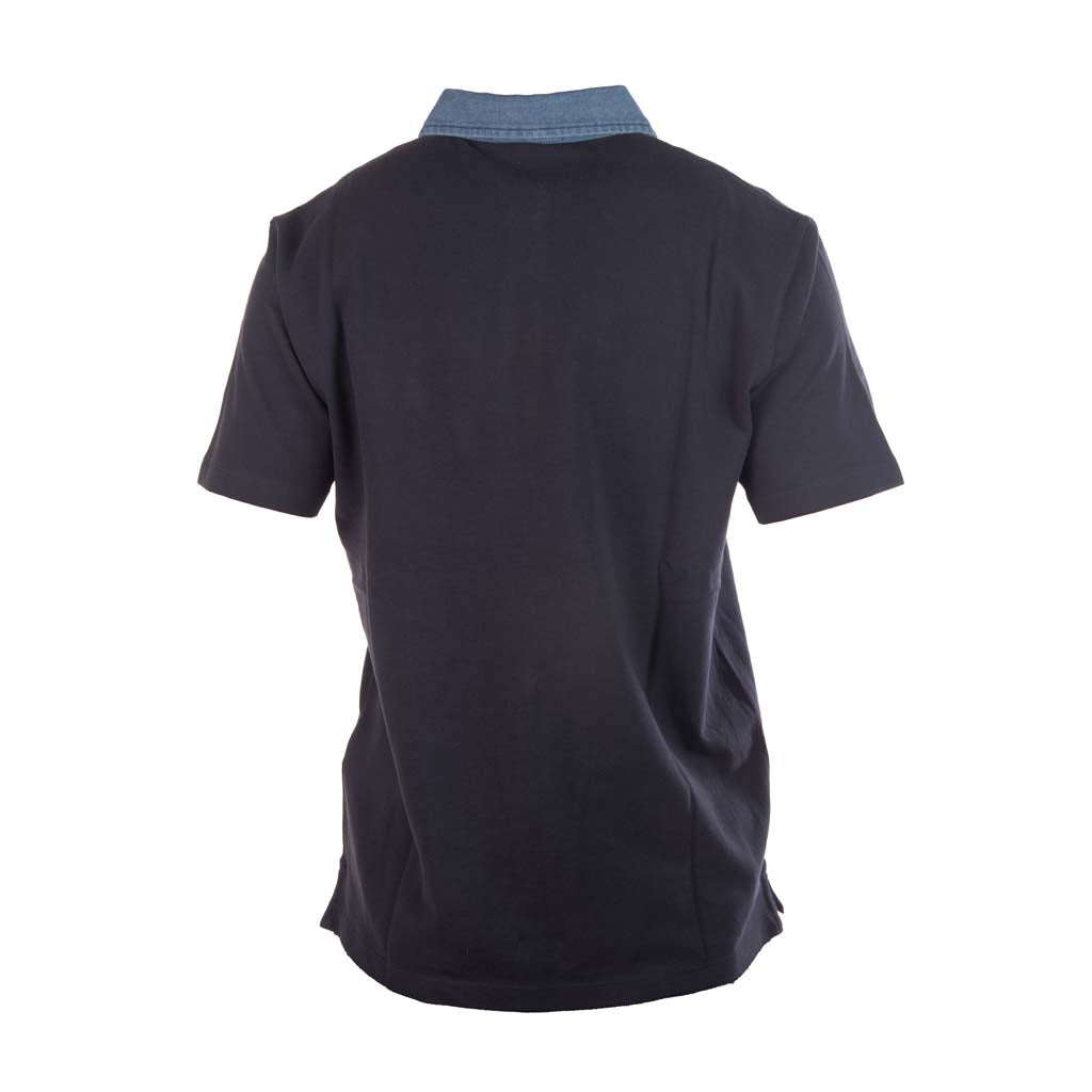 POLO UOMO LIU JO IN PIQUET DI COTONE CON COLLETTO DENIM - COL. BLU SCURO