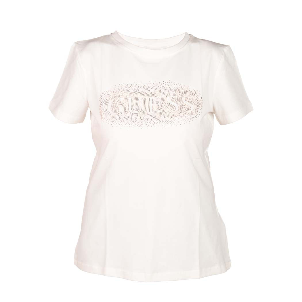 T-SHIRT DONNA GUESS IN MISTO COTONE STRETCH CON LOGO - Colori disponibili: 2