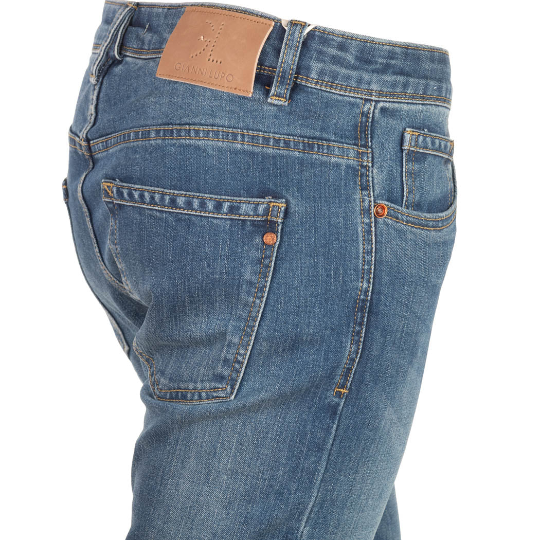 JEANS UOMO GIANNI LUPO MOD. "KEVIN" SKINNY FIT CON ABRASIONI - LAVAGGIO MEDIO