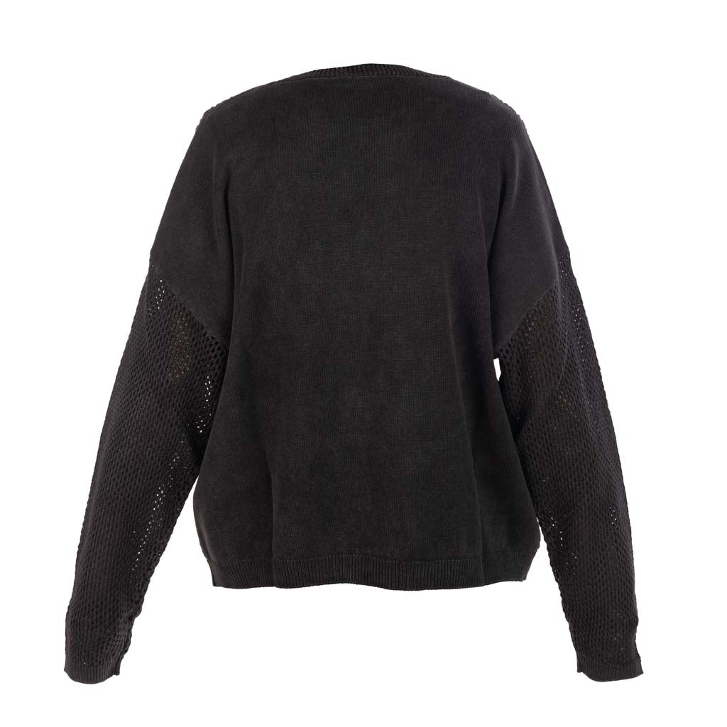 MAGLIONE DONNA LIU JO TRAFORATO CON LOGO - COL. NERO