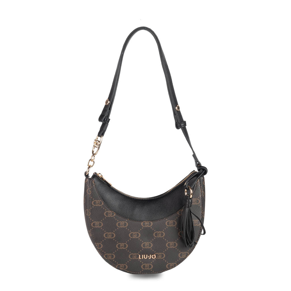 BORSA HOBO MEDIA DONNA LIU JO CON LOGO - COL. NERO