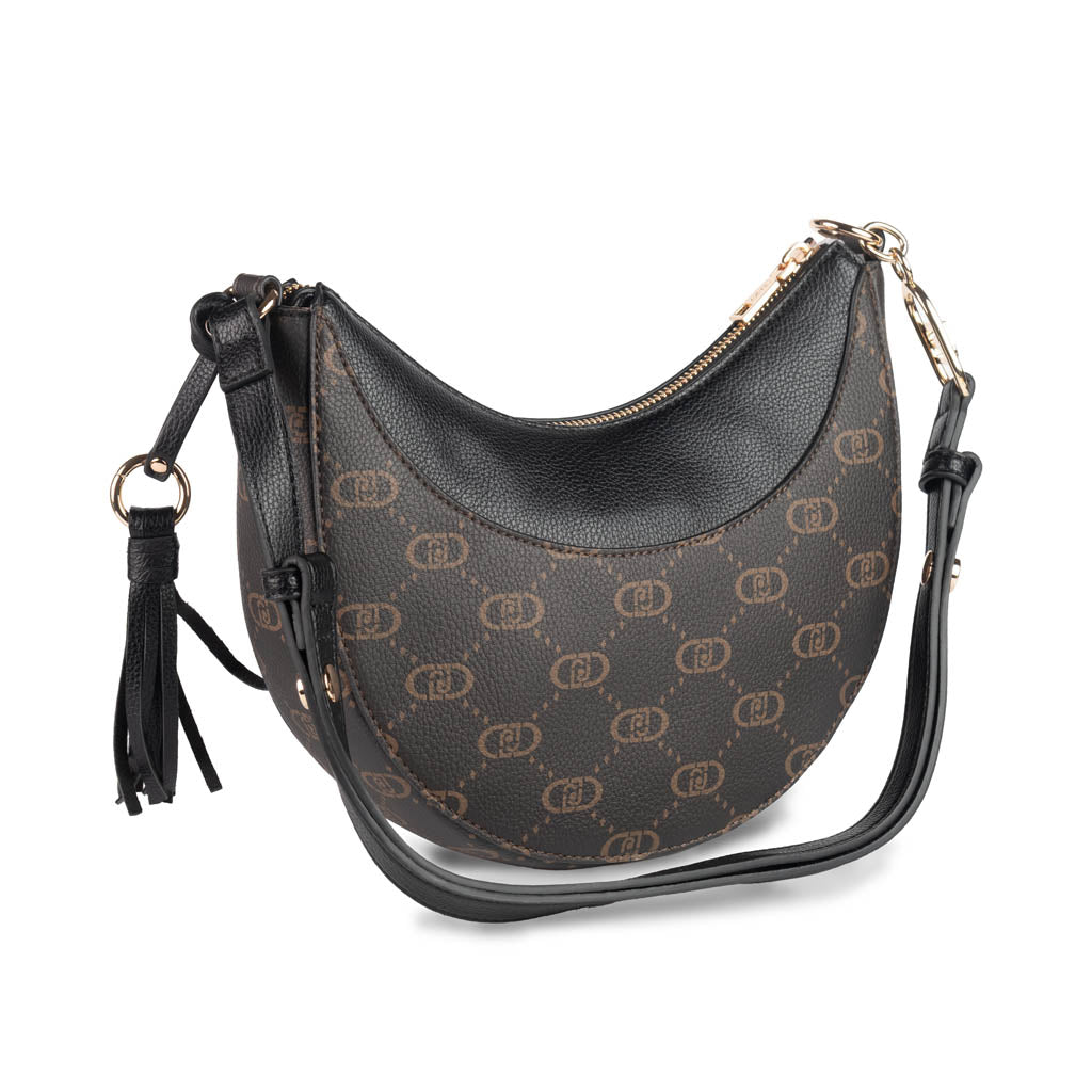 BORSA HOBO MEDIA DONNA LIU JO CON LOGO - COL. NERO