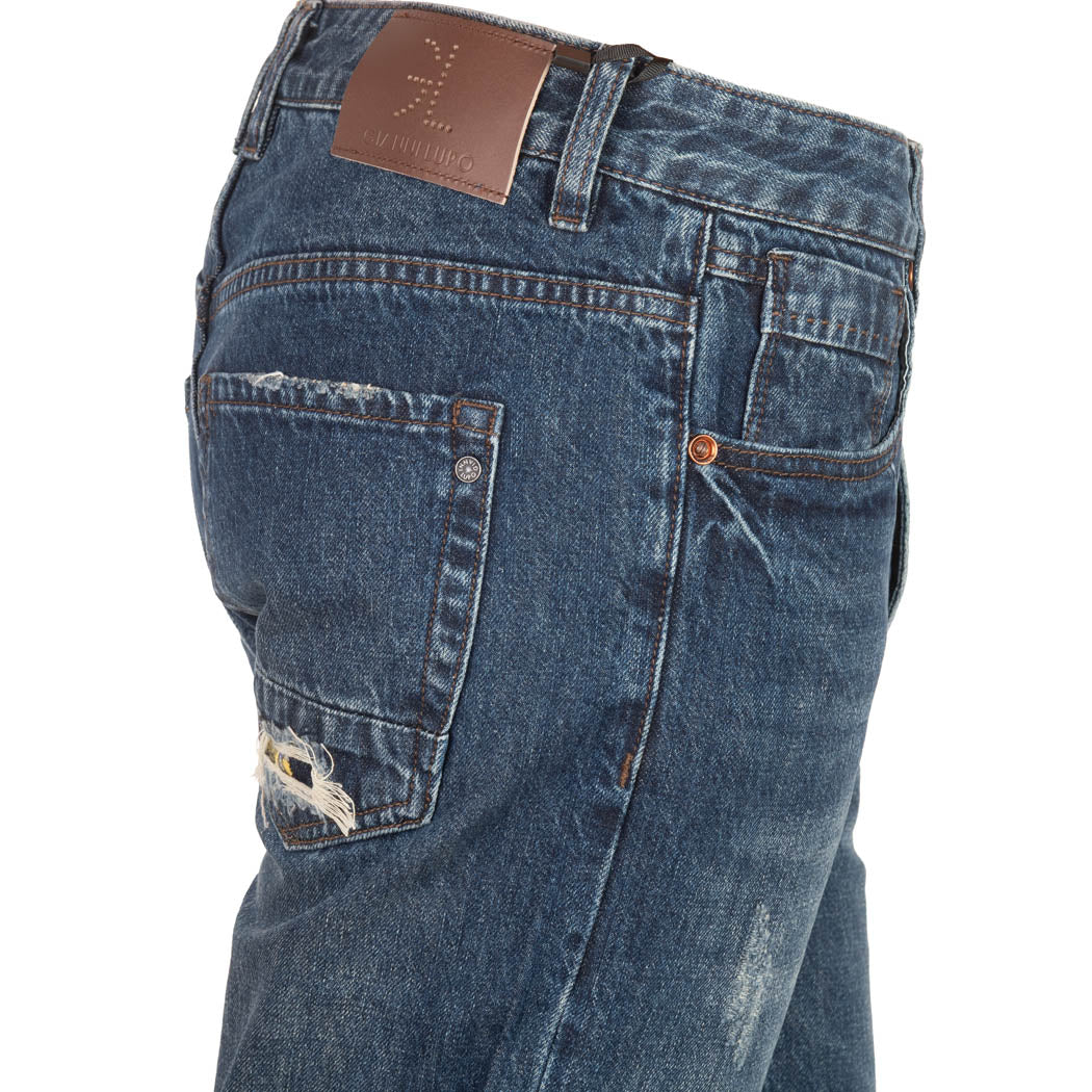 JEANS UOMO GIANNI LUPO MOD. "MIKE" CARROT CROPPED CON STRAPPI