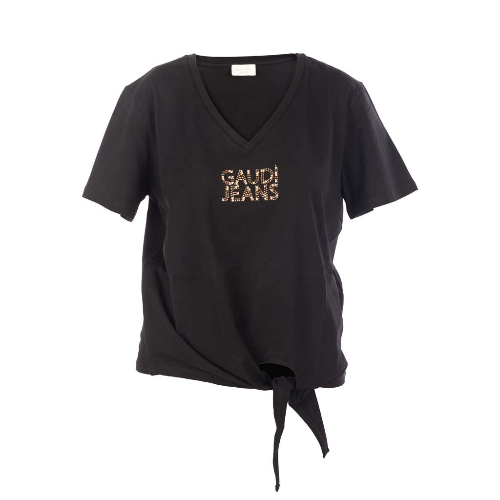 T-SHIRT DONNA GAUDI' CON SCOLLO A V E NODO - Colori disponibili: 2