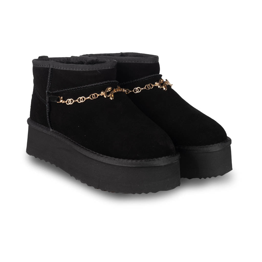 STIVALI BASSI ESKIMO DONNA GAELLE IN SUEDE ED ECO PELLICCIA - COL. NERO