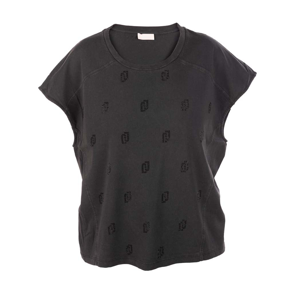 T-SHIRT DONNA LIU JO IN JERSEY DI COTONE CON STRASS - Colori disponibili: 2
