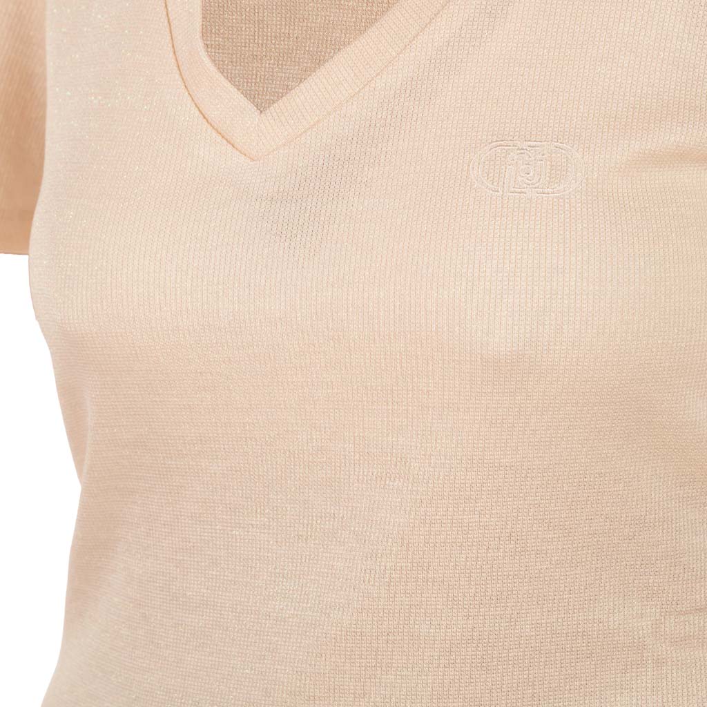 T-SHIRT DONNA LIU JO CON SCOLLO A V - COL. CHAMPAGNE