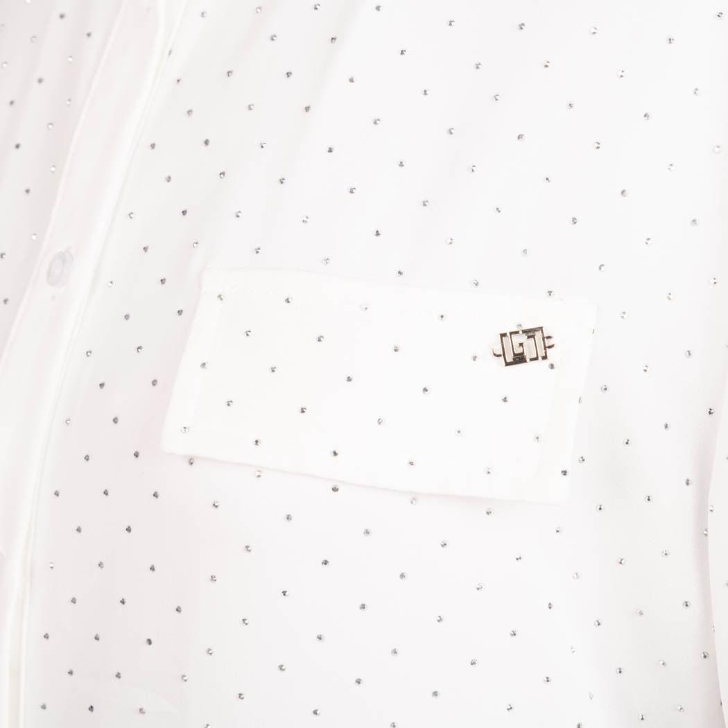 CAMICIA DONNA GAUDI' CON STRASS E TASCHINI - COL. BIANCO