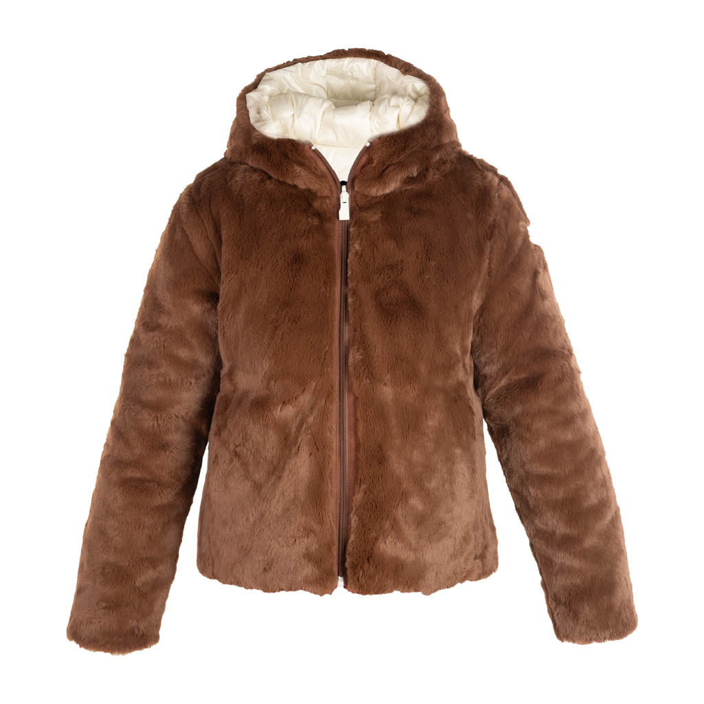 GIUBBOTTO DONNA SUNS MOD. "METALIA" REVERSIBILE - COL. MANDORLA / BIANCO