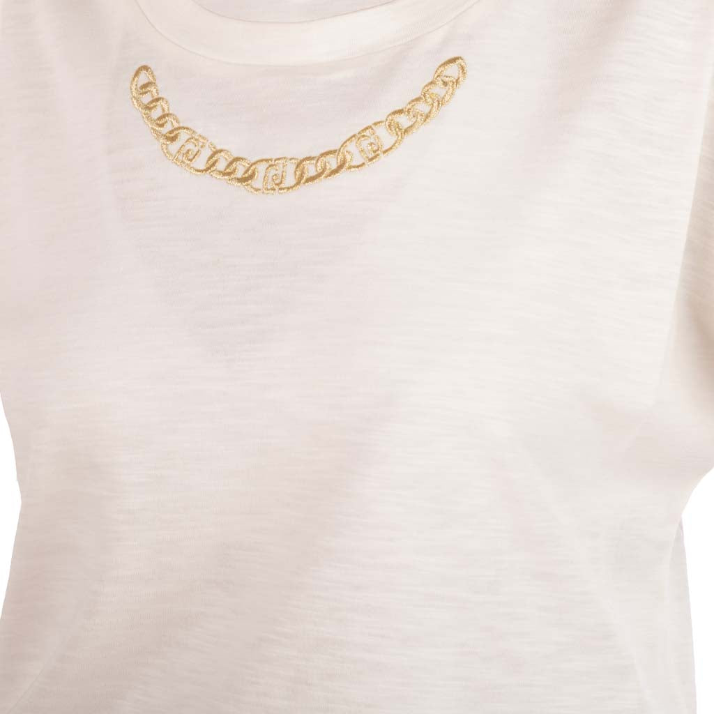 T-SHIRT DONNA LIU JO CON CATENA RICAMATA - Colori disponibili: 2