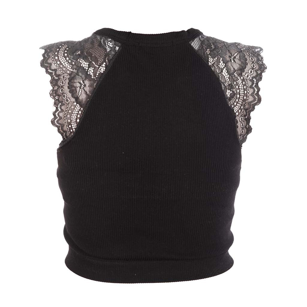 TOP DONNA GUESS CON DETTAGLI IN PIZZO - COL. NERO