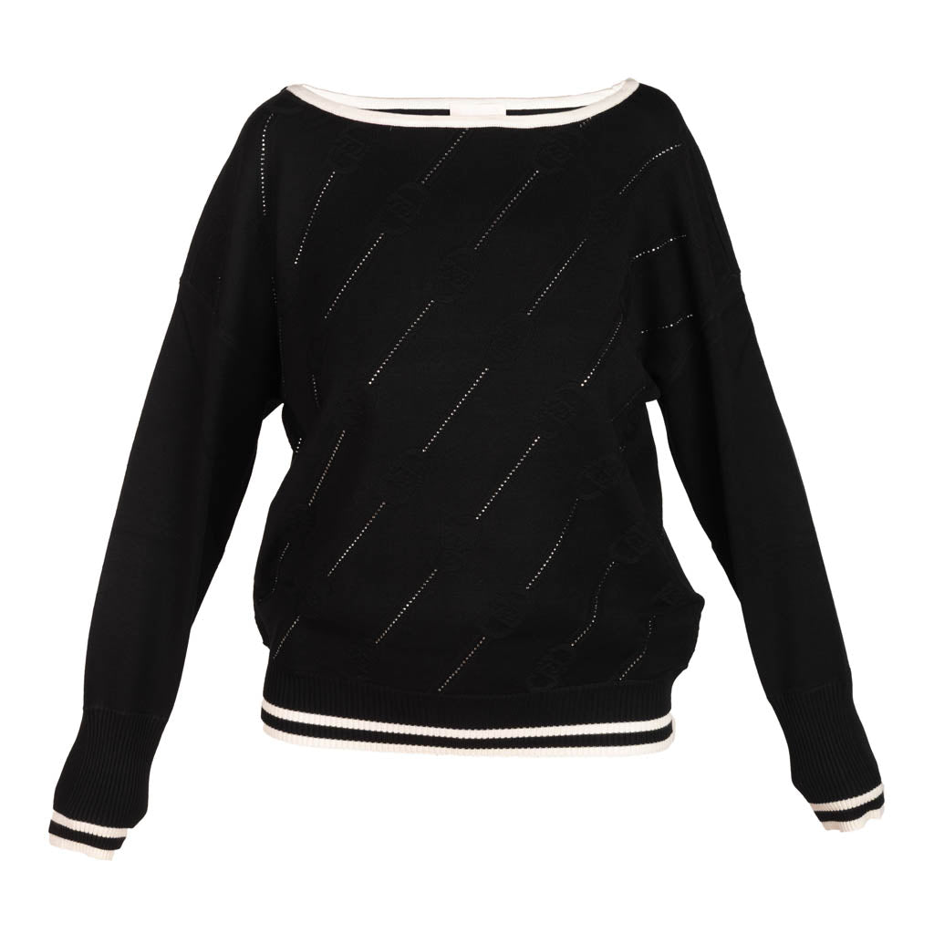 MAGLIA DONNA LIU JO BETTER IN MISTO VISCOSA CON STRASS - COL. NERO