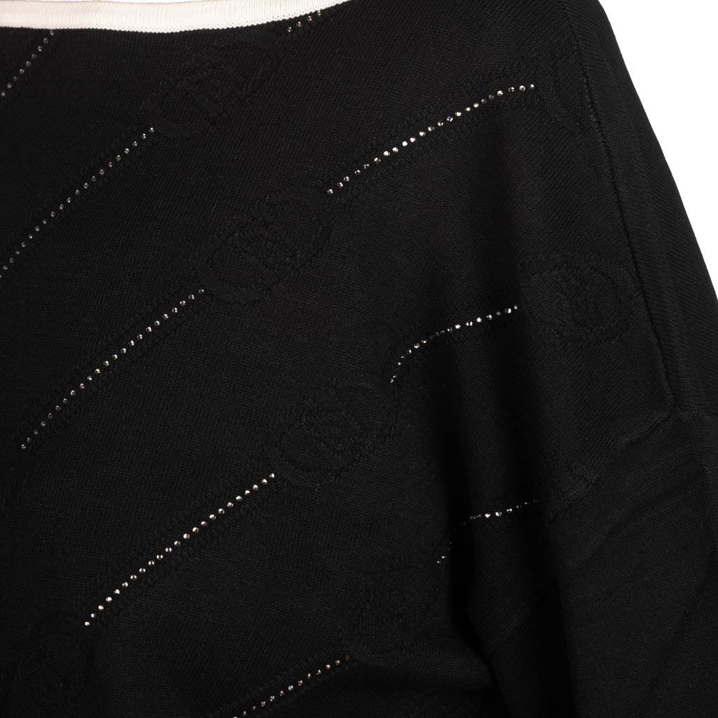 MAGLIA DONNA LIU JO BETTER IN MISTO VISCOSA CON STRASS - COL. NERO
