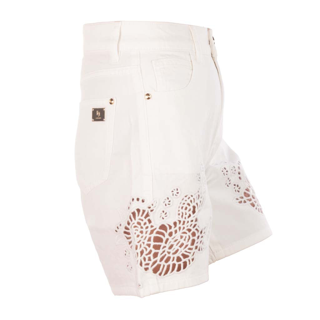 SHORTS DONNA GAUDI' IN MISTO COTONE CON RICAMO TRAFORATO - Colori disponibili: 2