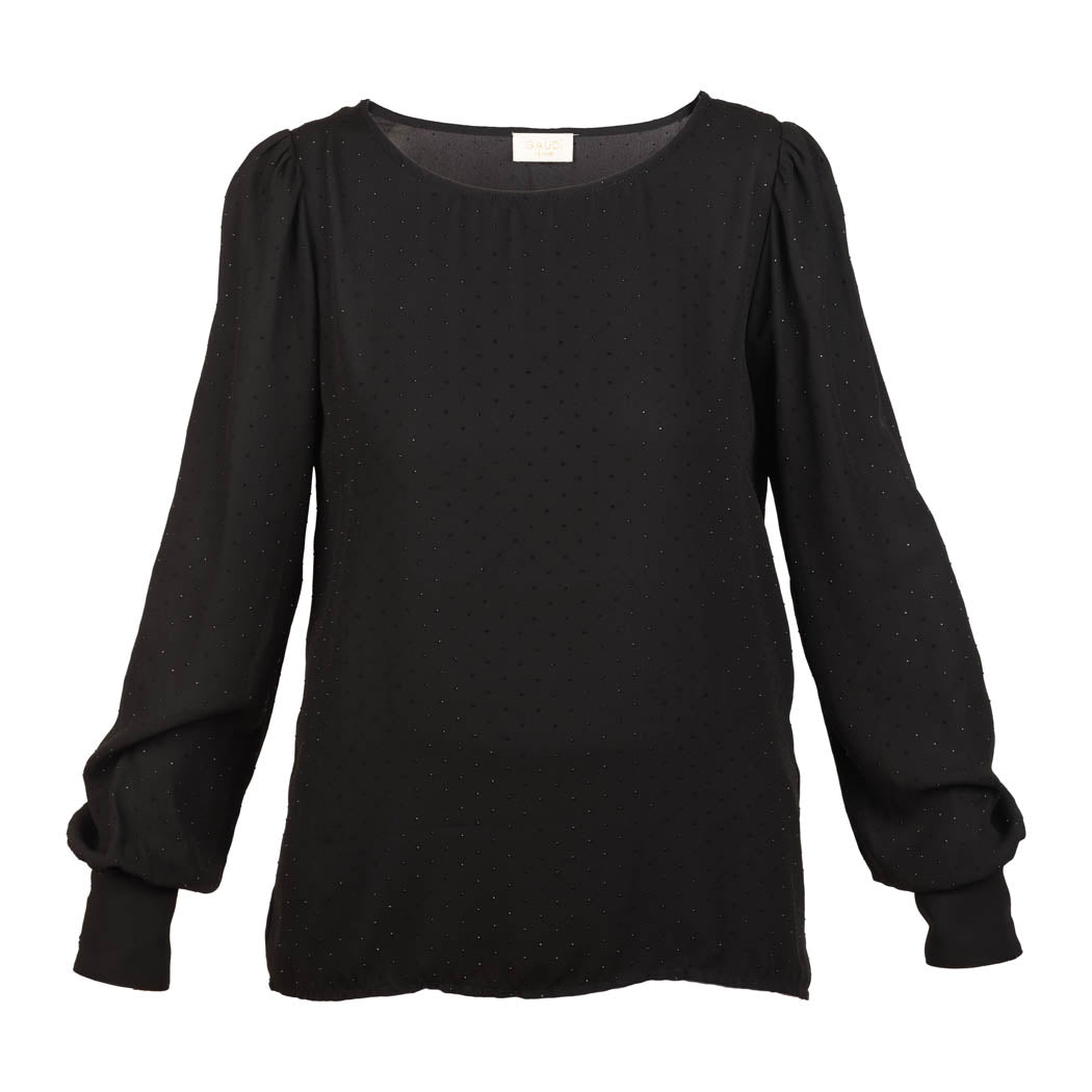 BLUSA DONNA GAUDI' IN GEORGETTE CON STRASS - COL. NERO