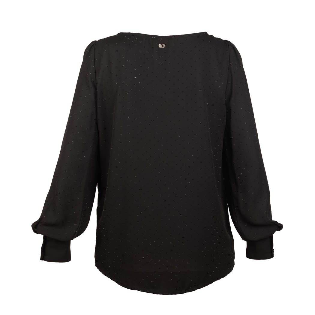 BLUSA DONNA GAUDI' IN GEORGETTE CON STRASS - COL. NERO