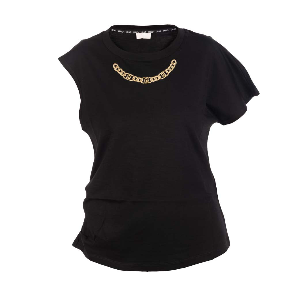 T-SHIRT DONNA LIU JO CON CATENA RICAMATA - Colori disponibili: 2