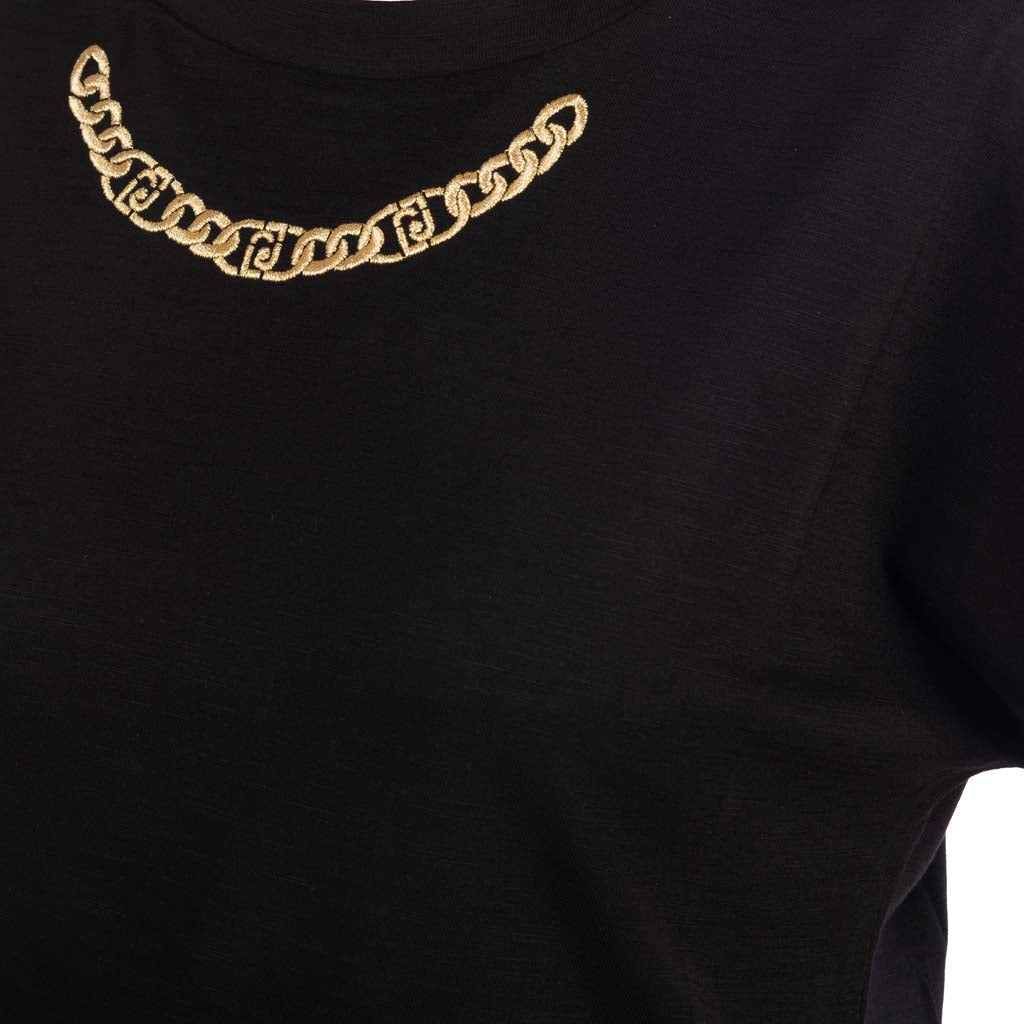 T-SHIRT DONNA LIU JO CON CATENA RICAMATA - Colori disponibili: 2
