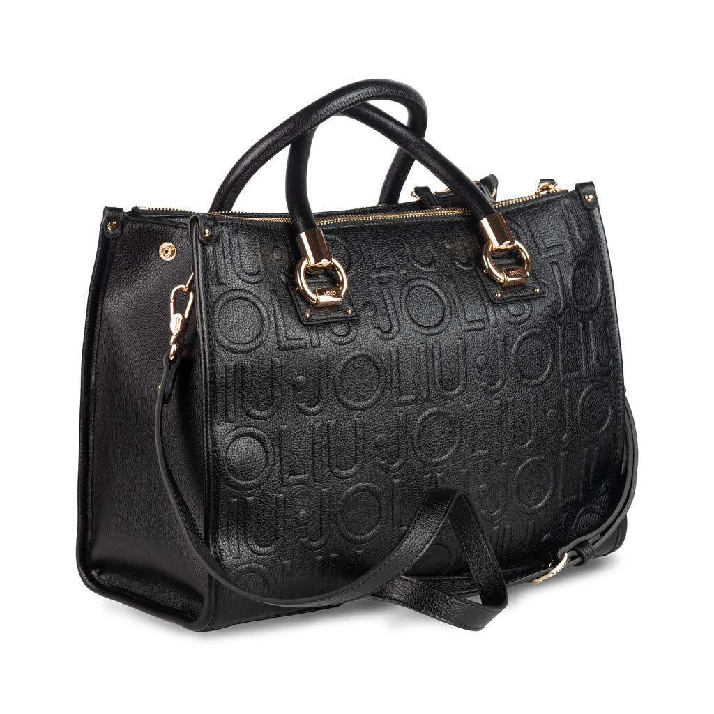 BORSA SATCHEL DONNA LIU JO CON LOGO - COL. NERO
