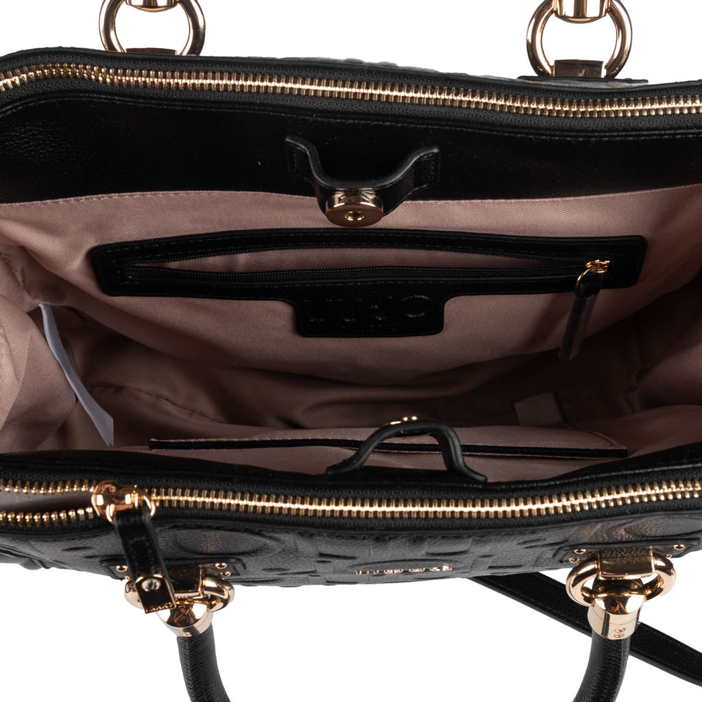 BORSA SATCHEL DONNA LIU JO CON LOGO - COL. NERO