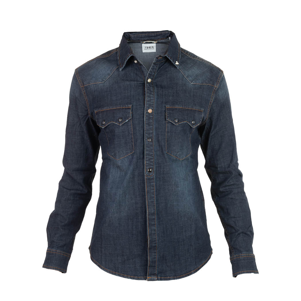 CAMICIA UOMO BERNA IN DENIM DI COTONE - COL. DENIM SCURO