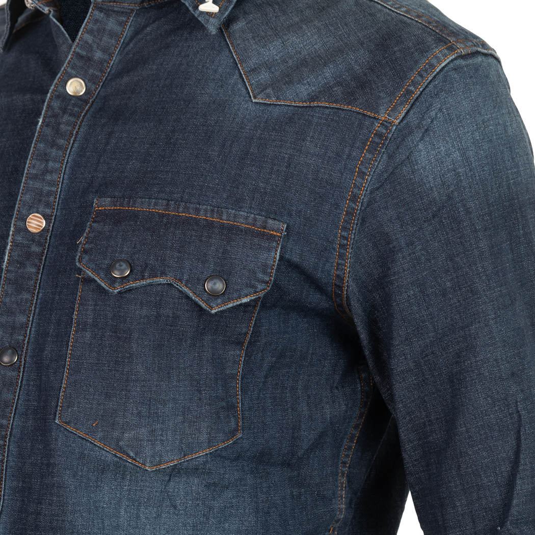 CAMICIA UOMO BERNA IN DENIM DI COTONE - COL. DENIM SCURO